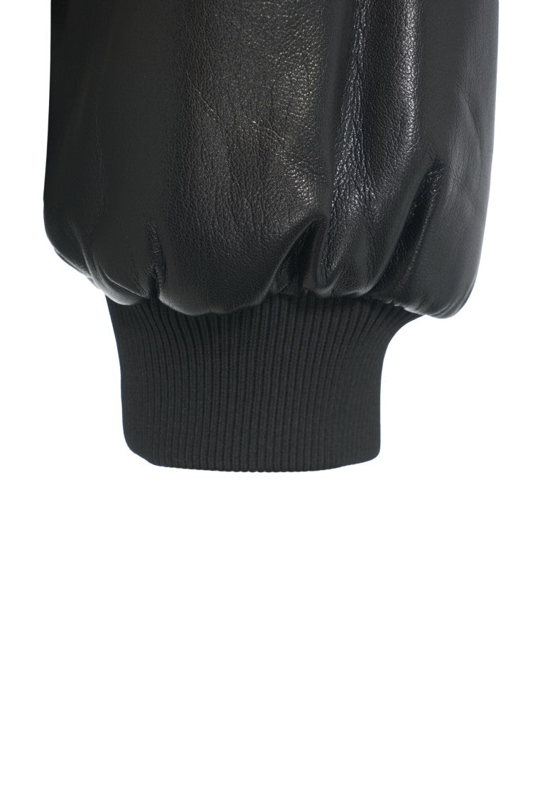 Pinko Oversized Black Bomber Jacket In Faux Leather