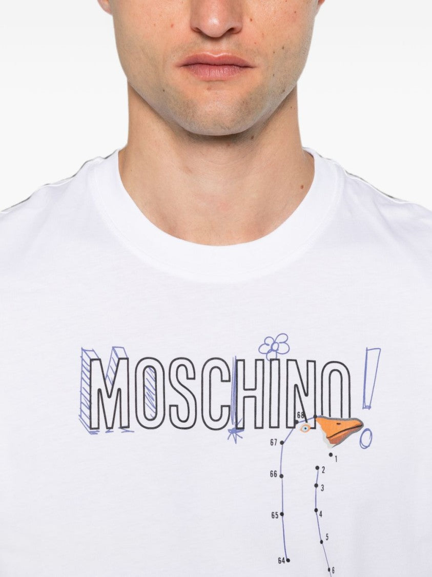 Moschino White Short-Sleeve T-Shirt With Playful Graphic