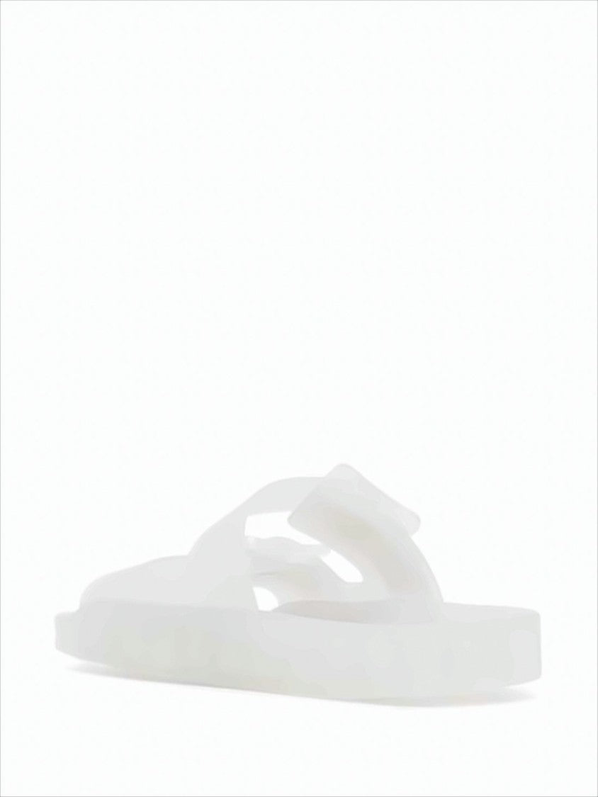 Balenciaga Translucent Rubber Slide Sandals With Adjustable Buckle Straps