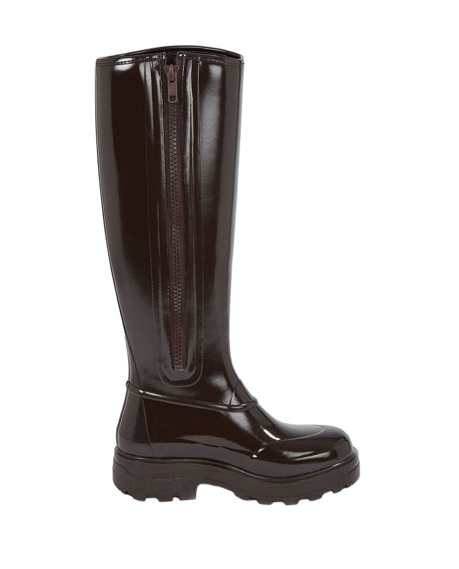 Kassl Editions Glossy Tall Rubber Boots With Side Zip Closure