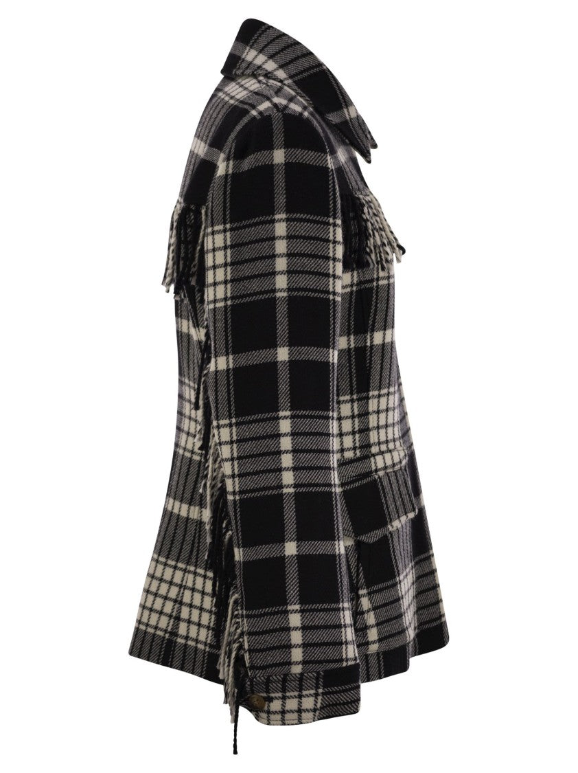 Polo Ralph Lauren Plaid Wool Jacket With Fringes