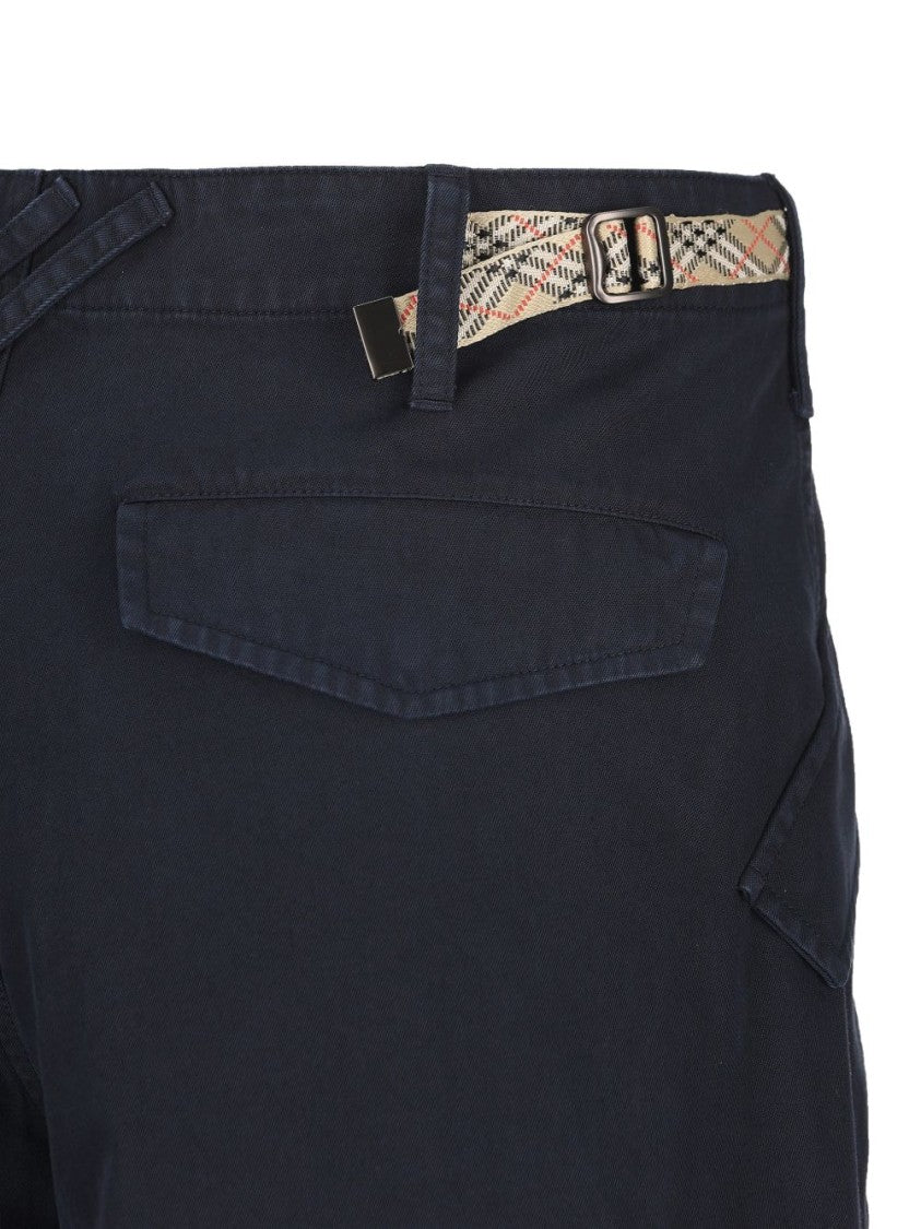Burberry Blue Side Cargo Pockets Cotton Cargo Pants
