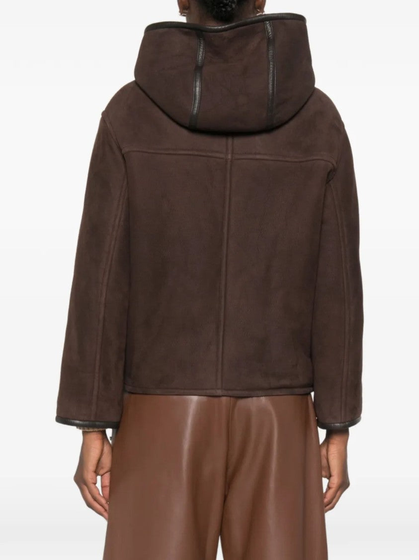 Yves Salomon Lambskin Suede Jacket With Shearling-Lined Hood