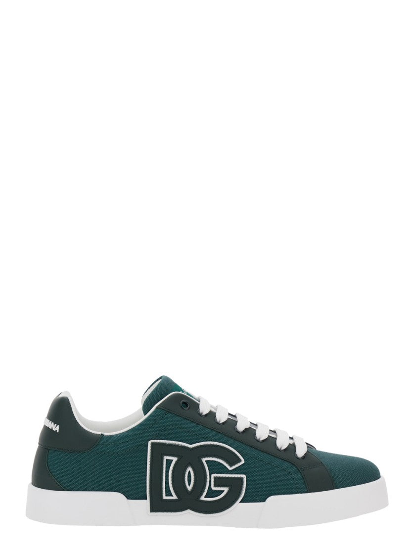 Dolce & Gabbana Portofino Canvas Sneakers With Prominent Logo