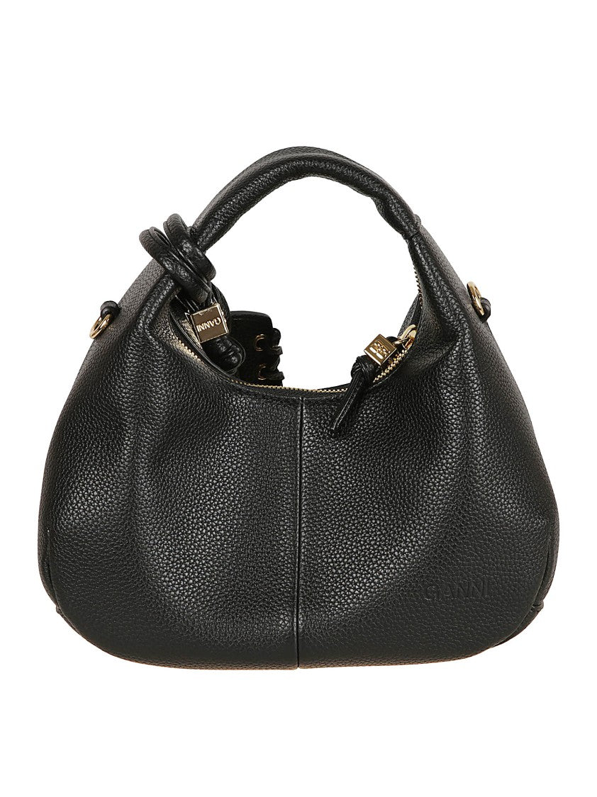 Ganni Curved Hobo Bag In Garnet-Effect Fabric