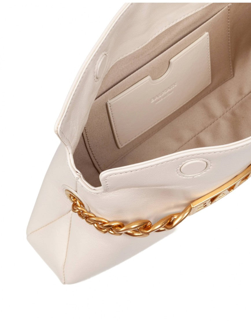 Balmain 1945 Soft Leather Pochette Bag, Cream Color