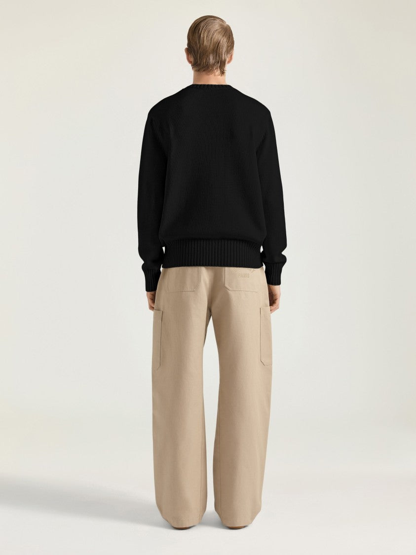Givenchy Black Embossed Detail Crew Neck Sweater