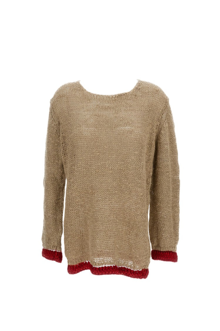 Comme Des Garçons Beige Linen Crew Neck Pullover