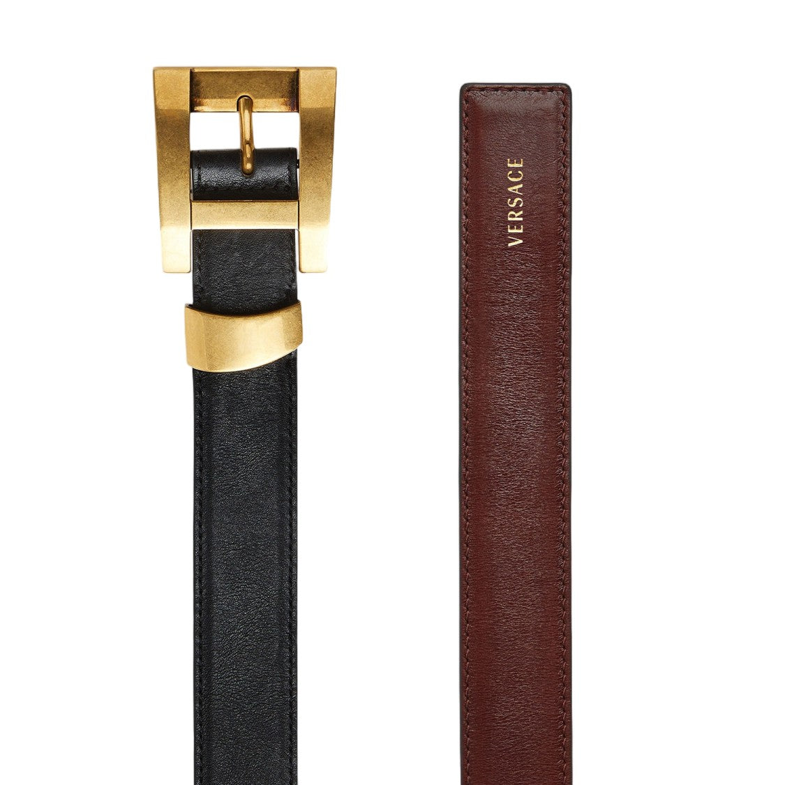 Versace Leather Belt With Distinctive Logo