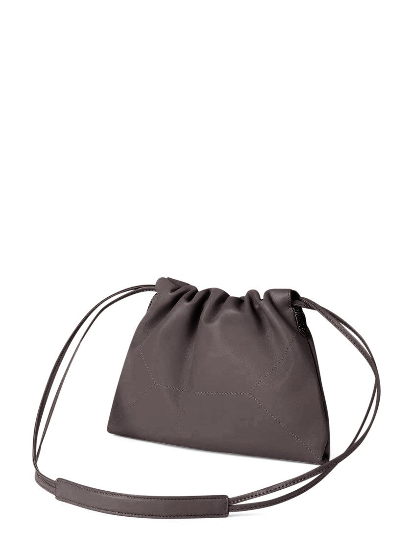 Brunello Cucinelli Gathered Brown Leather Bag