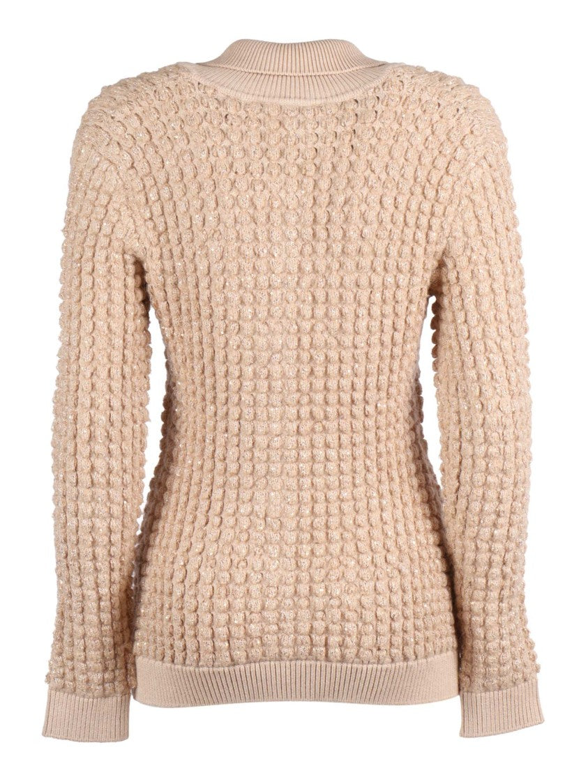 Elisabetta Franchi Tricot Bubble Knit Collar Top