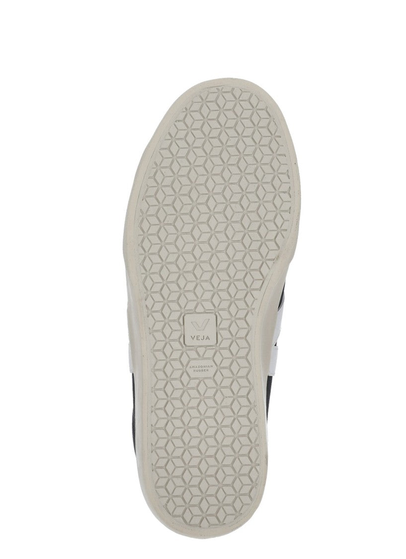 Veja Black Veja Leather Campo Sneakers With Contrasting V Logo