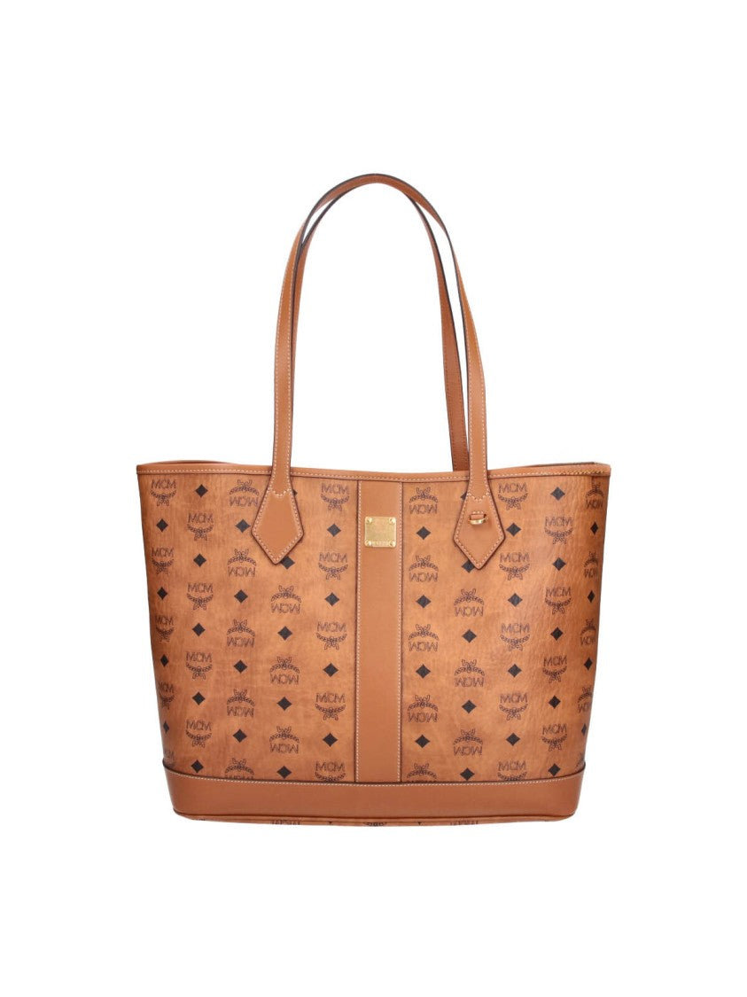 Mcm Brown Liz Visetos Leather Tote Bag