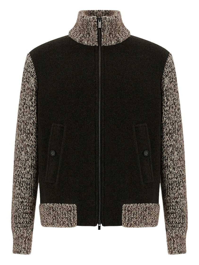 Paul & Shark Zip-Up Wool Jacket With Marled Knit Details