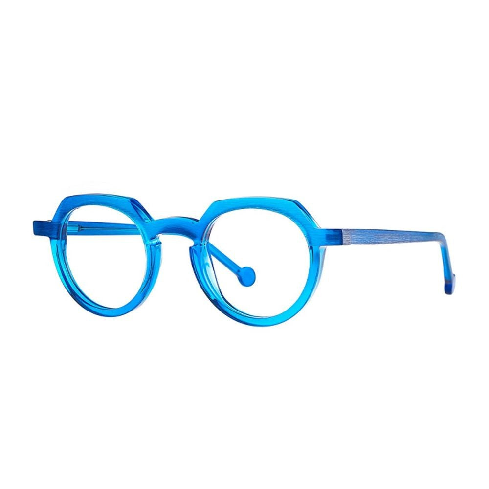 Theo Eyewear Ostrich Oval-Shape Transparent Blue Acetate Sunglasses