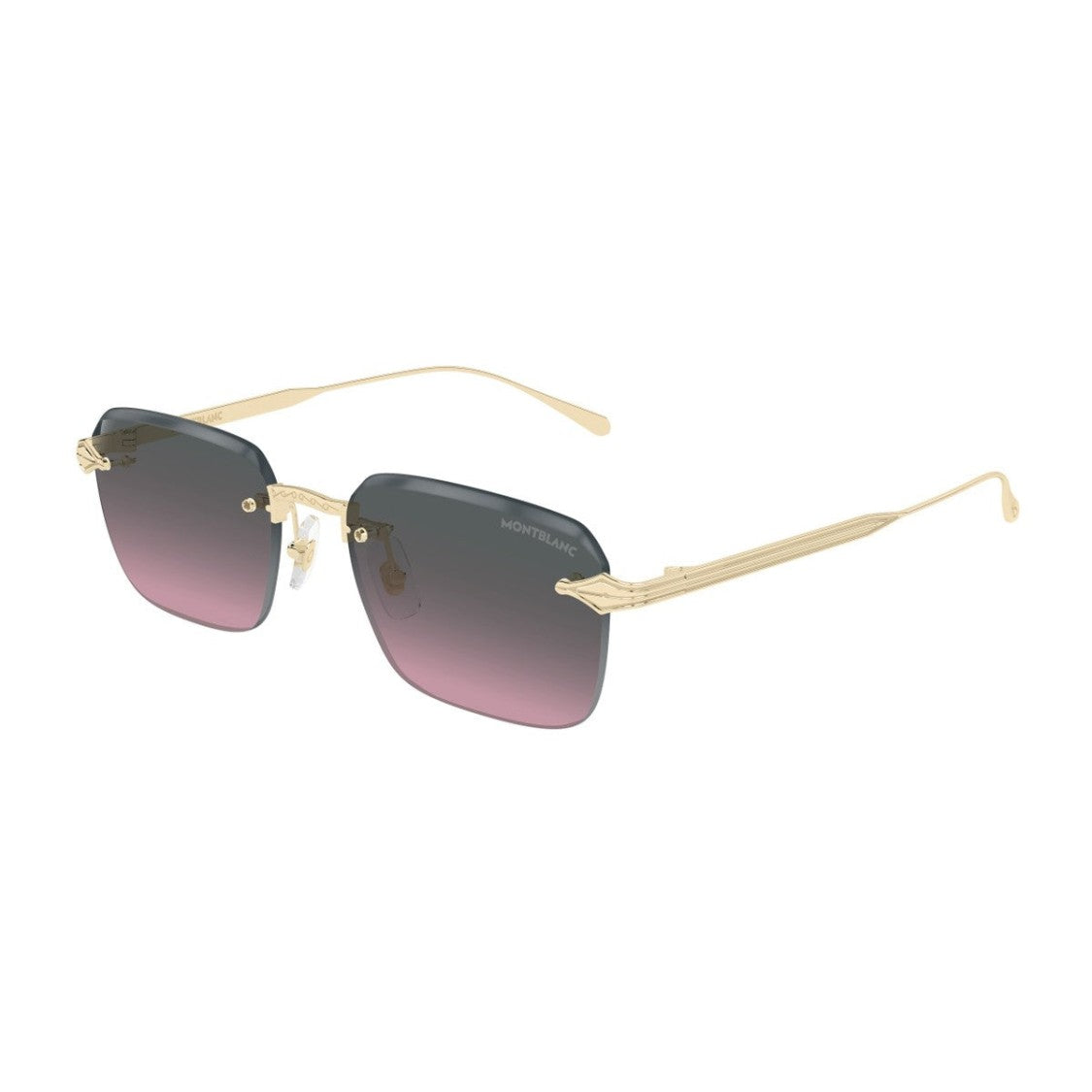 Montblanc Gold Nib Rimless Rectangular Sunglasses