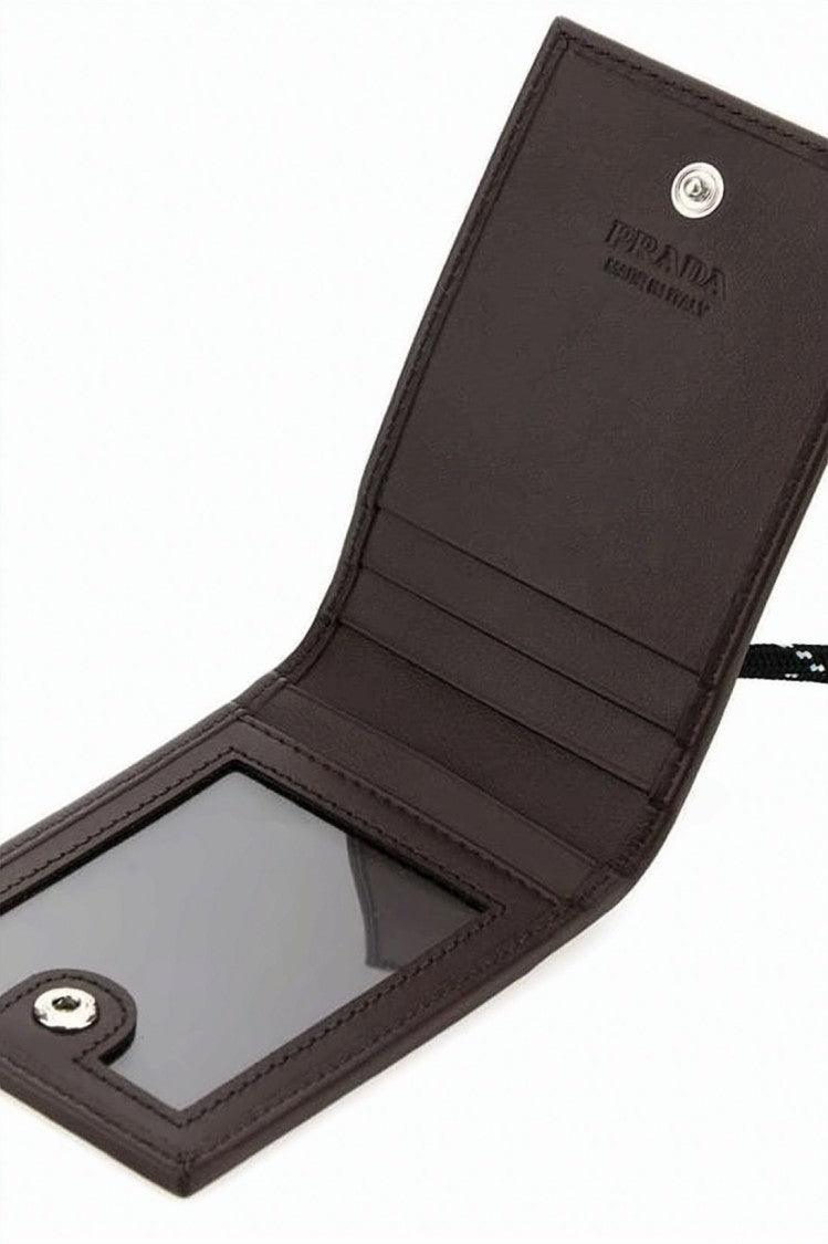 Prada Square Shape Black Cardholder With Detachable Cord