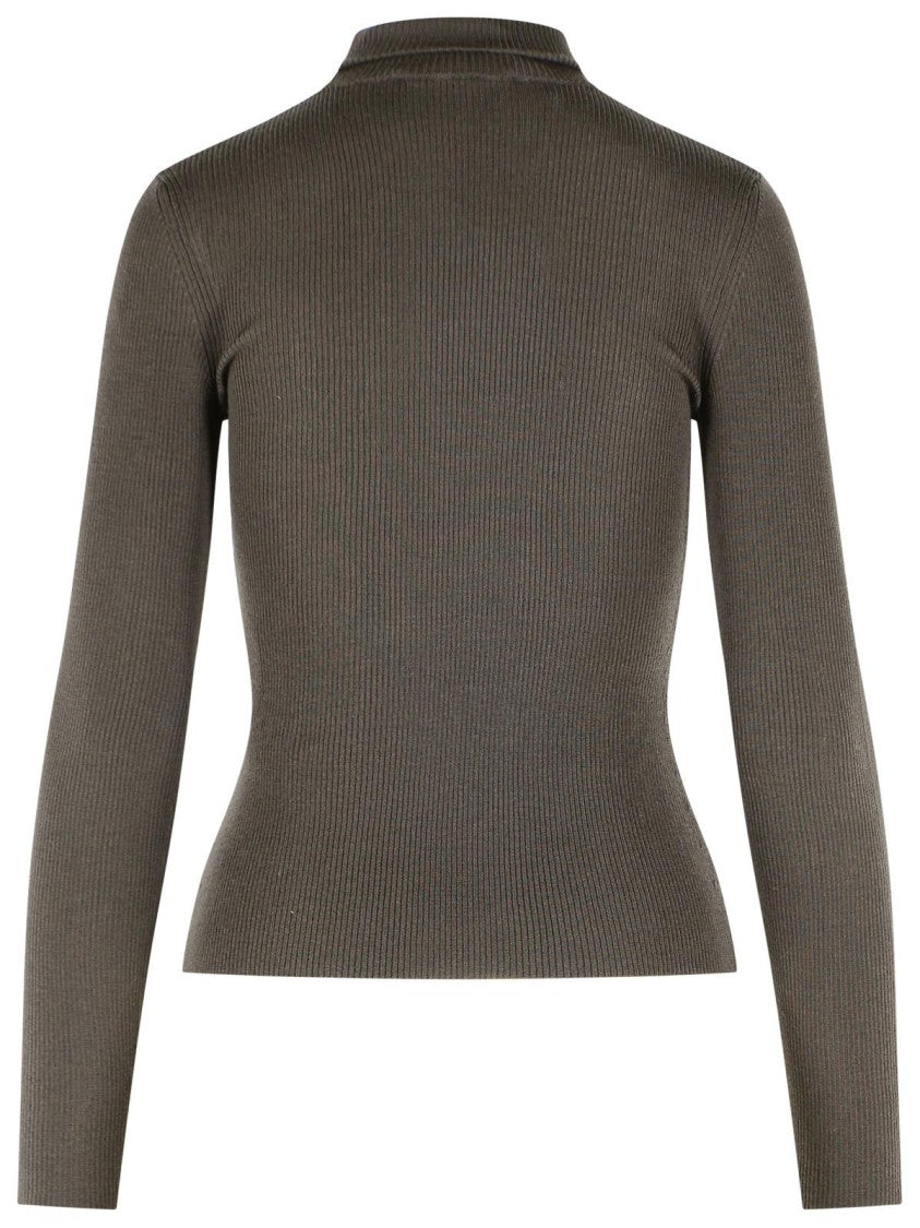 Max Mara Brown Virgin Wool Turtleneck Sweater