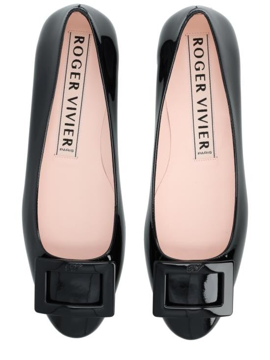 Roger Vivier Patent Leather Flat Shoes With Rectangular Buckle Detail