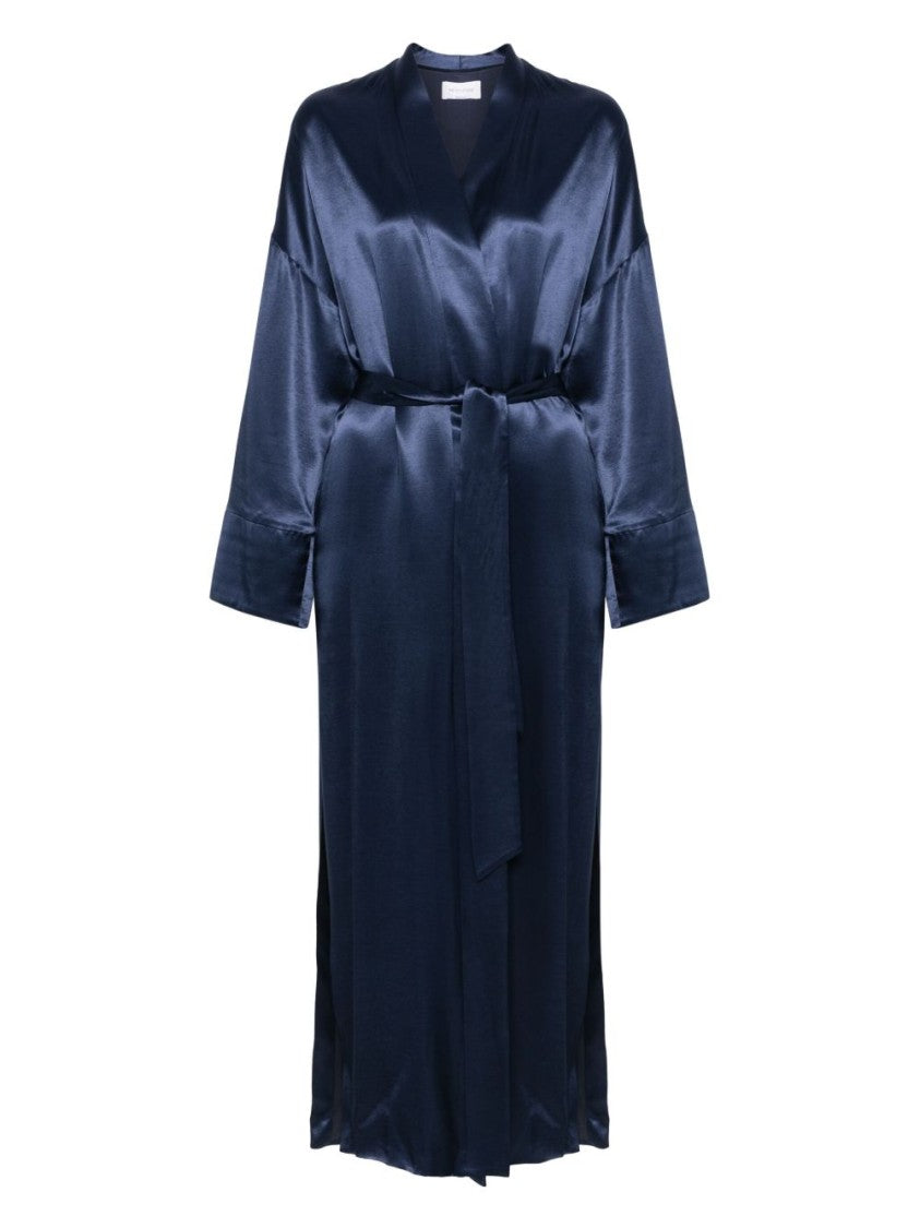 The Nina Studio Belted Satin Dressing Gown With Long Sleeves