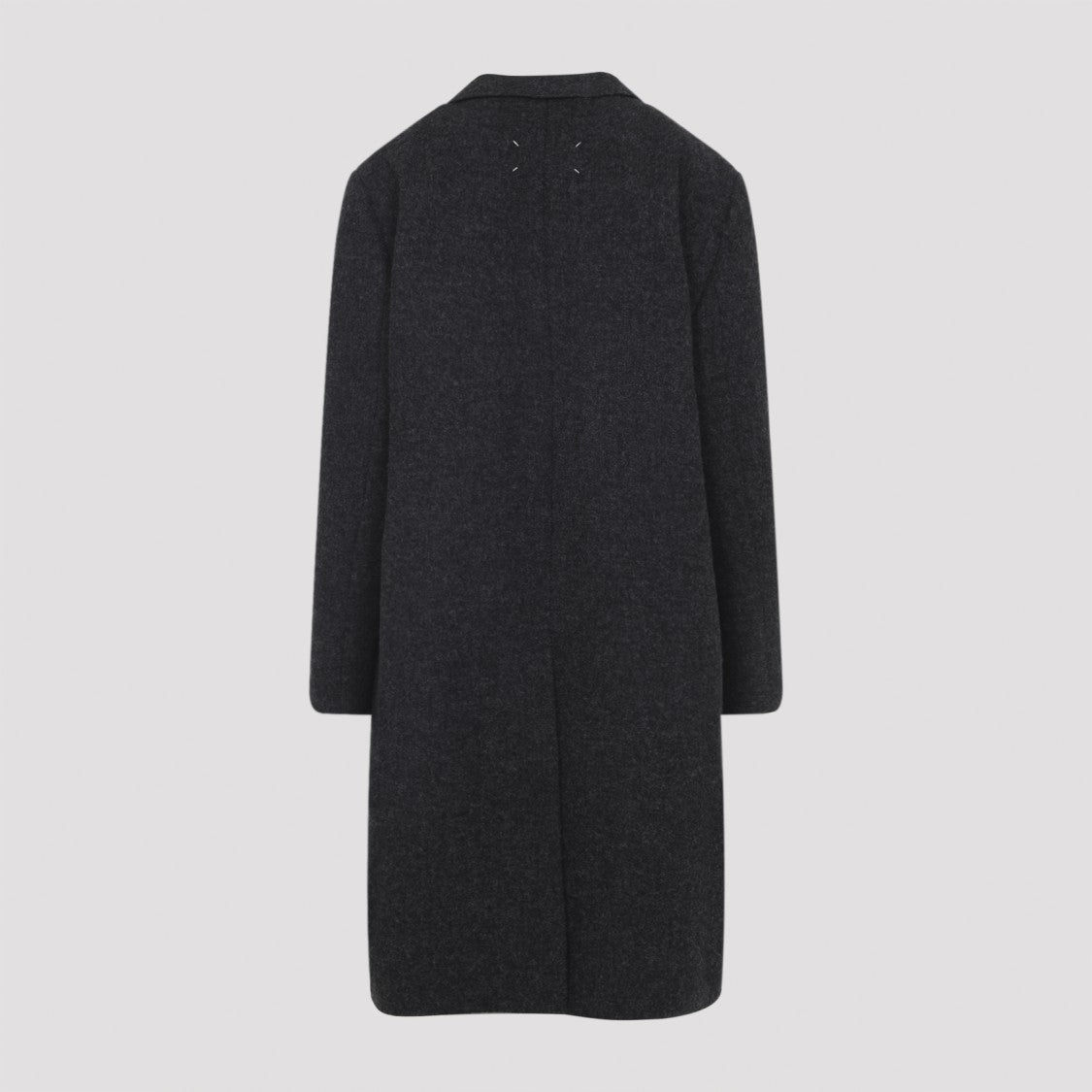 Maison Margiela Mélange Grey Virgin Wool Long Coat With Classic Lapels