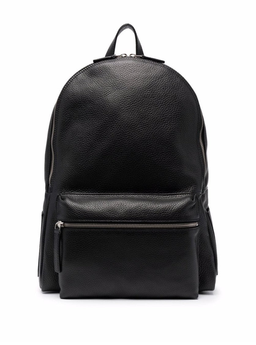 Orciani Textured Black Leather Backpack