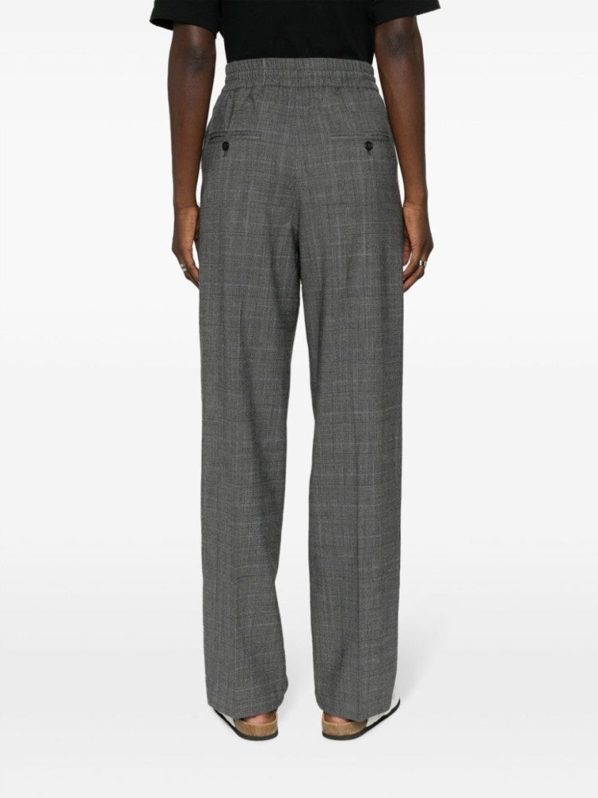 Isabel Marant Étoile Ash Grey Priska High-Waist Plaid Trousers