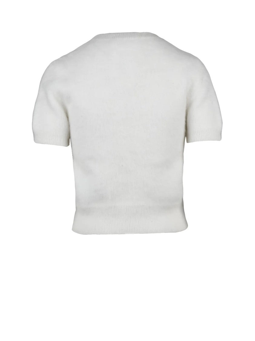 Maison Margiela Soft Angora Blend Crew Neck Sweater With Ribbed Trims