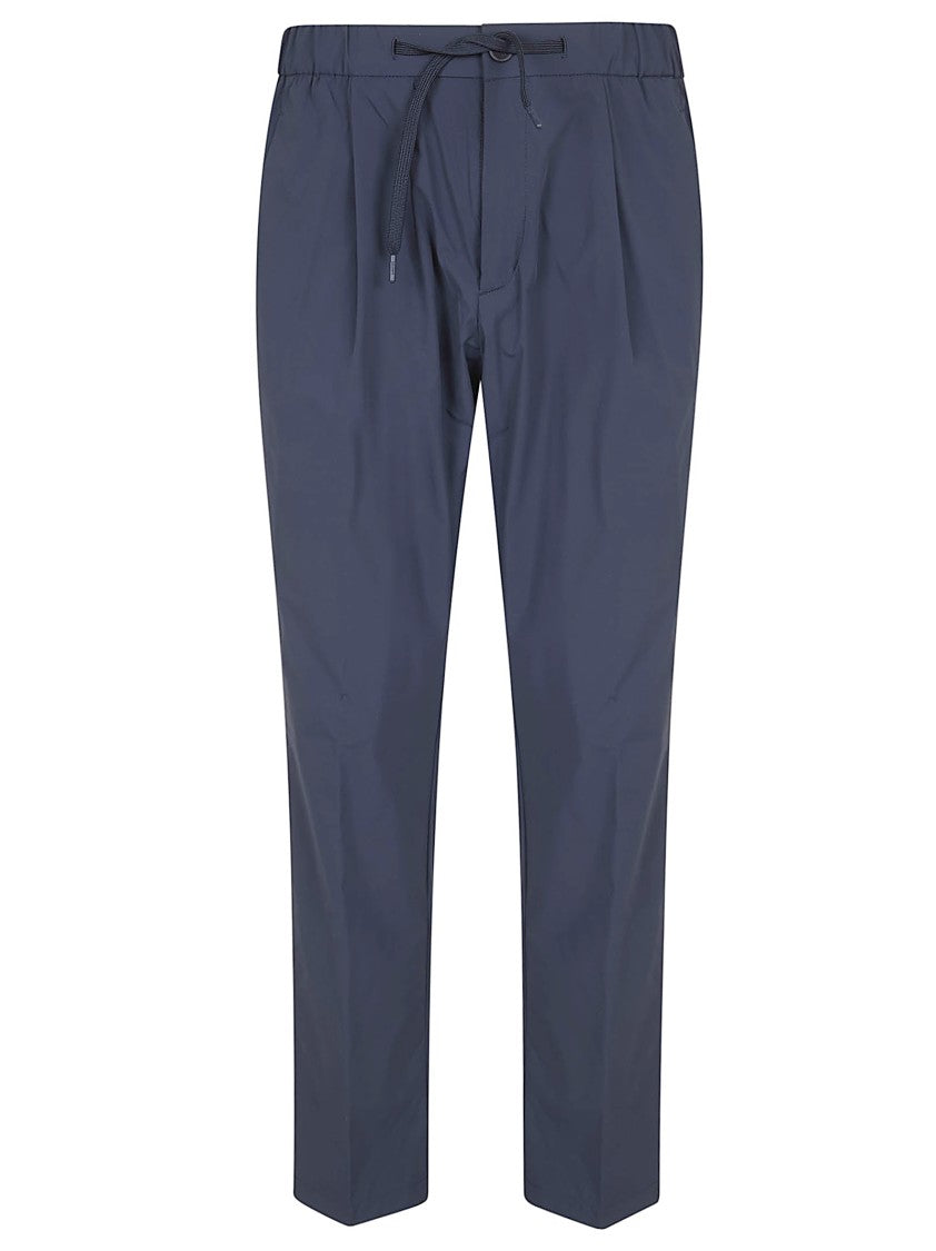 Herno Technical Stretch Seersucker Trousers With Adjustable Waistband