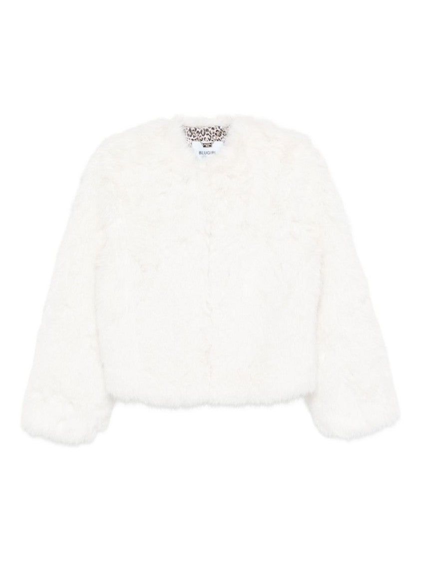 Blugirl Cropped Plush Coat With Round Neckline