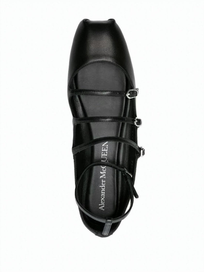 Alexander Mcqueen Flat Leather Shoes With Square Toe