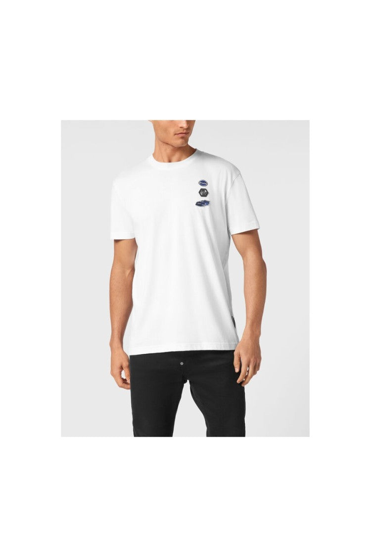 Philipp Plein White Cars Racing Print Cotton T-Shirt