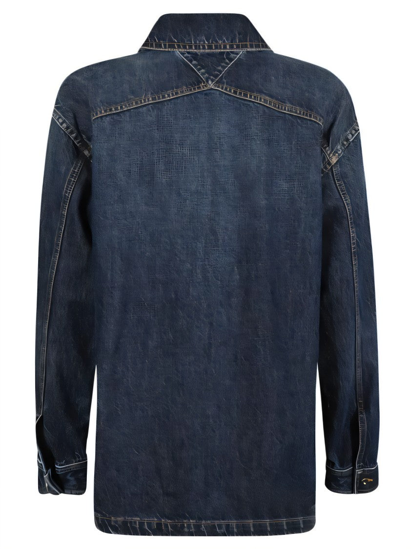 Bottega Veneta Denim Jacket With Button-Up Front And Textured Finish