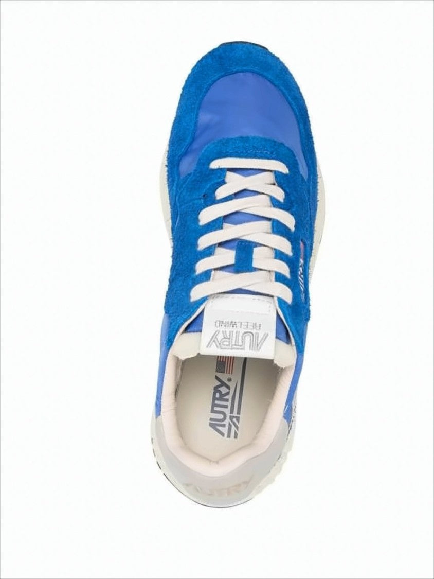 Autry Vibrant Blue Suede And Nylon Sneakers With Textured Sole