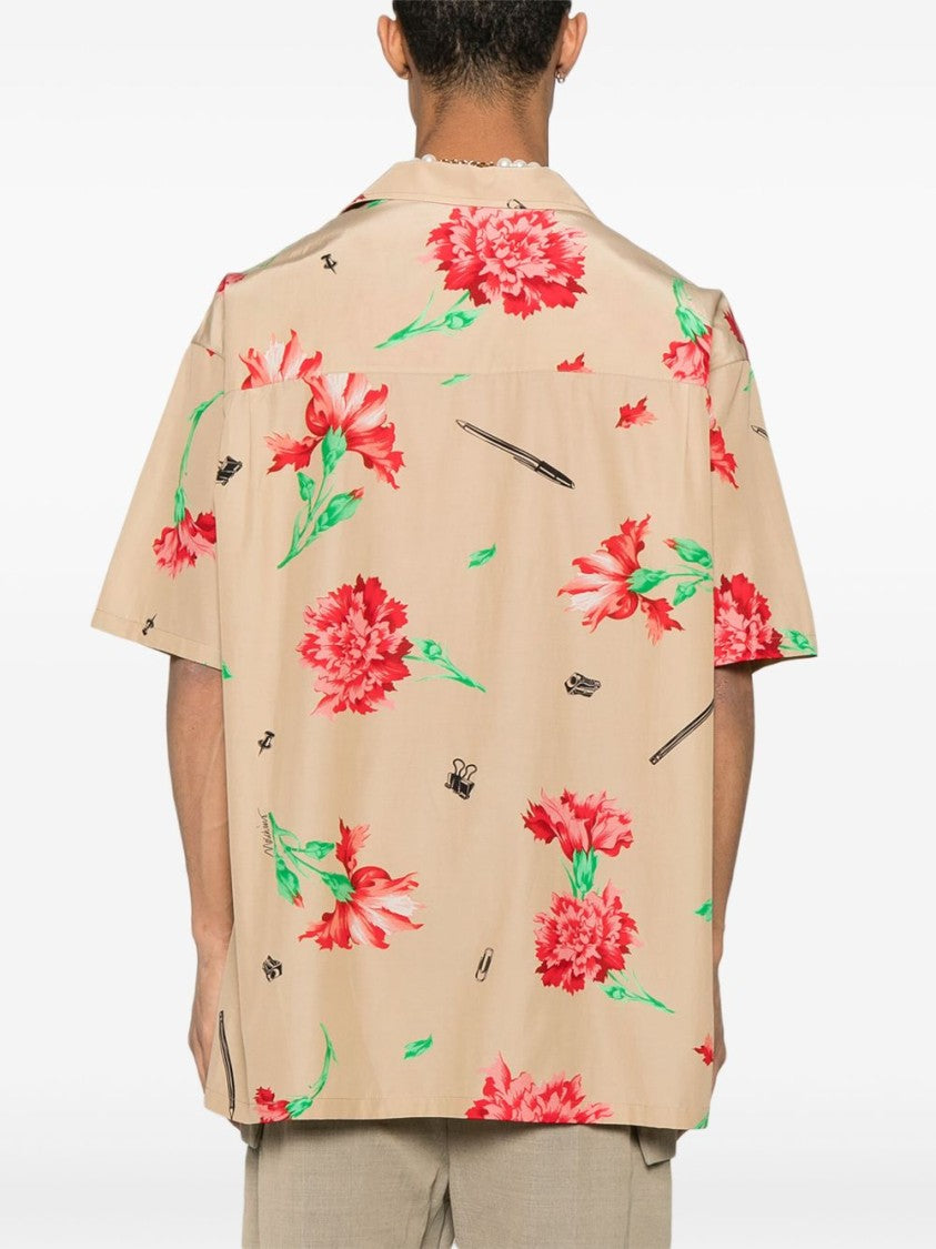 Moschino Sand Beige Camp Collar Shirt