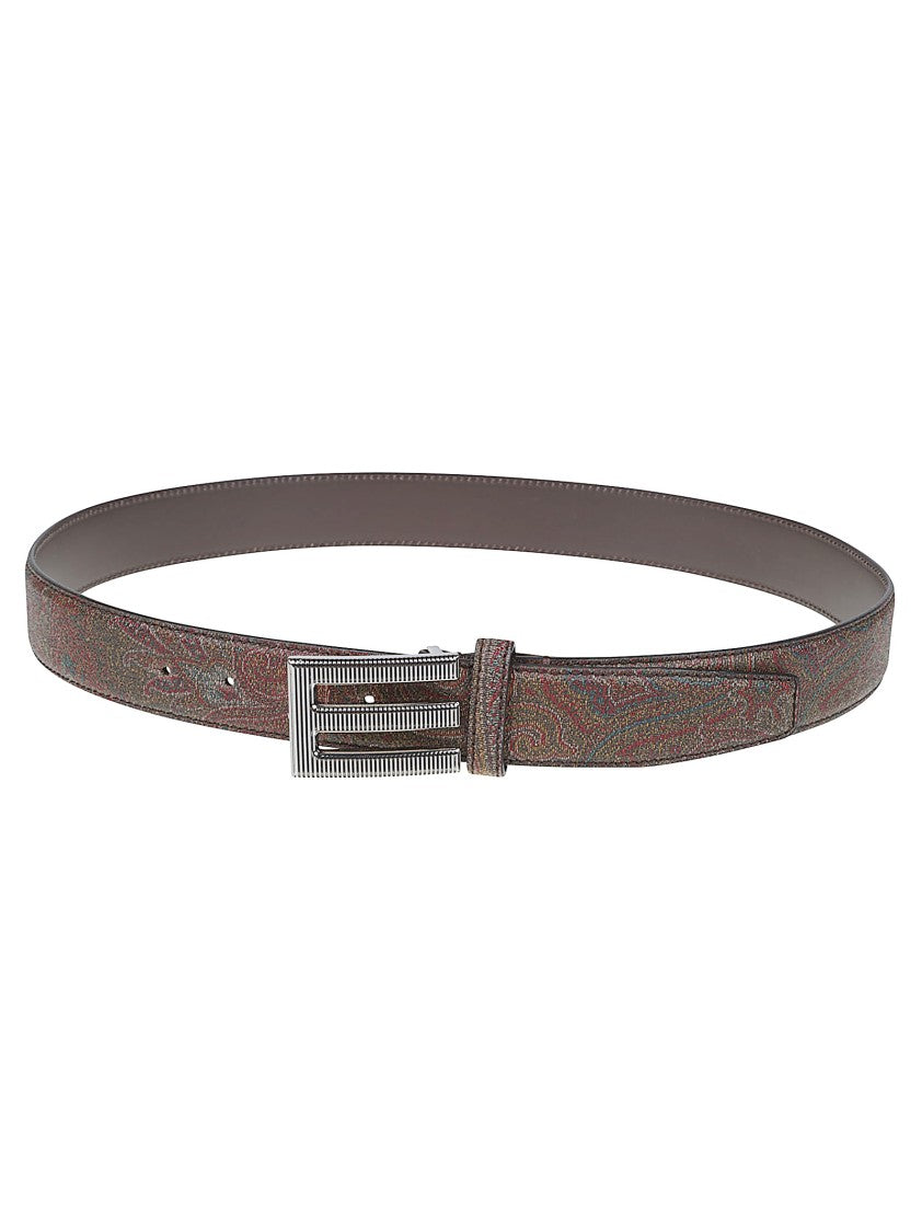 Etro Brown Arnica Cotton-Blend Paisley Belt