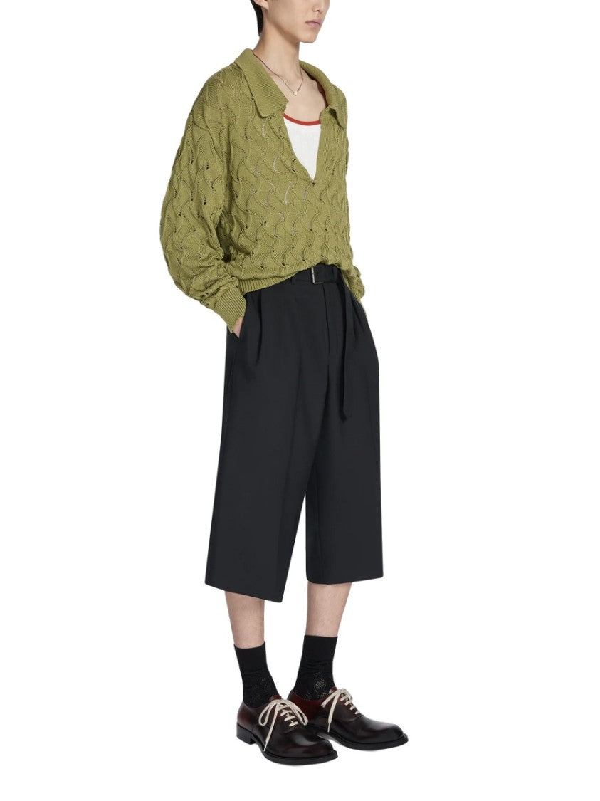 Dries Van Noten High-Waisted Wool-Mohair Wide-Leg Trousers Belt