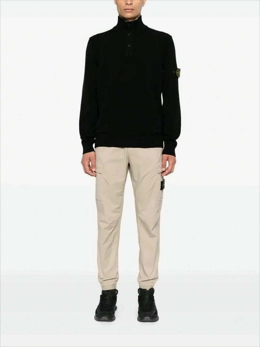Stone Island Black Turtleneck Sweater With Signature Patch