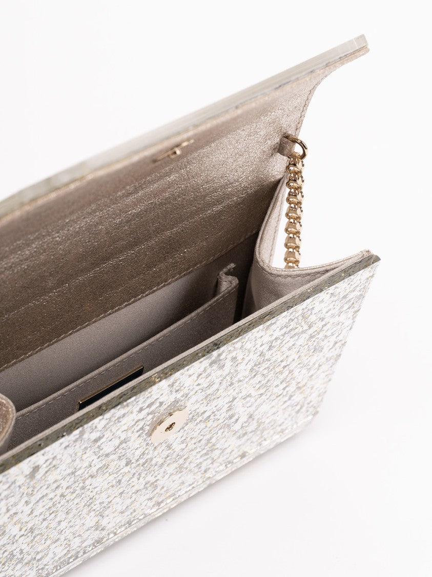 Jimmy Choo Glittering Acrylic Clutch With Gold Chain Strap