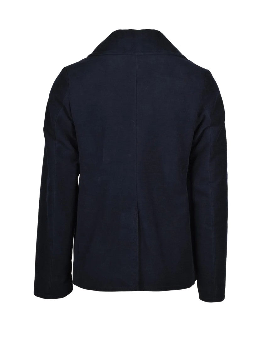 Aspesi Classic Blue Peacoat With Double-Breasted Closure And Structured Design
