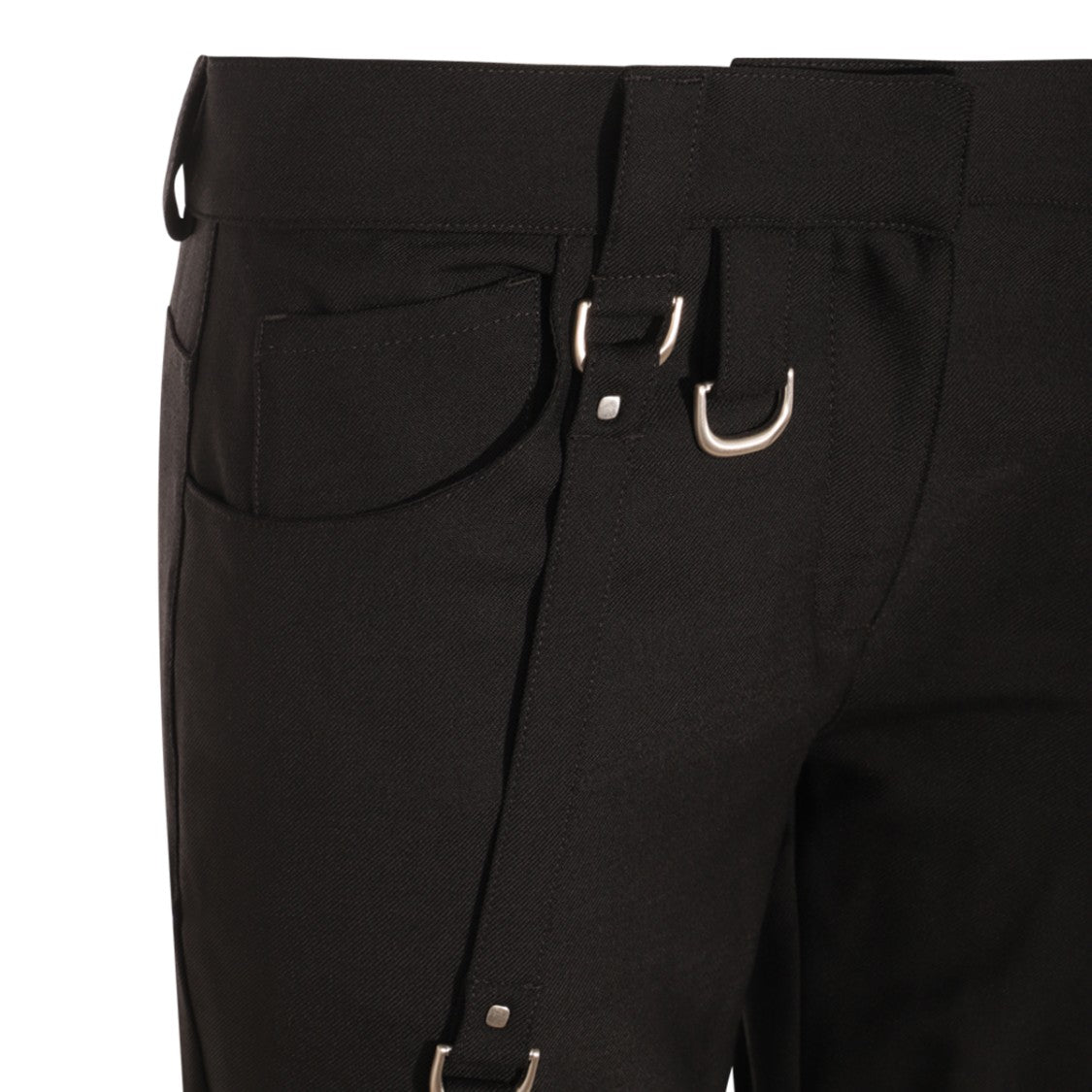 Off-White Black Virgin Wool Blend Cargo Pants With Zipped Knees And Utility Accents