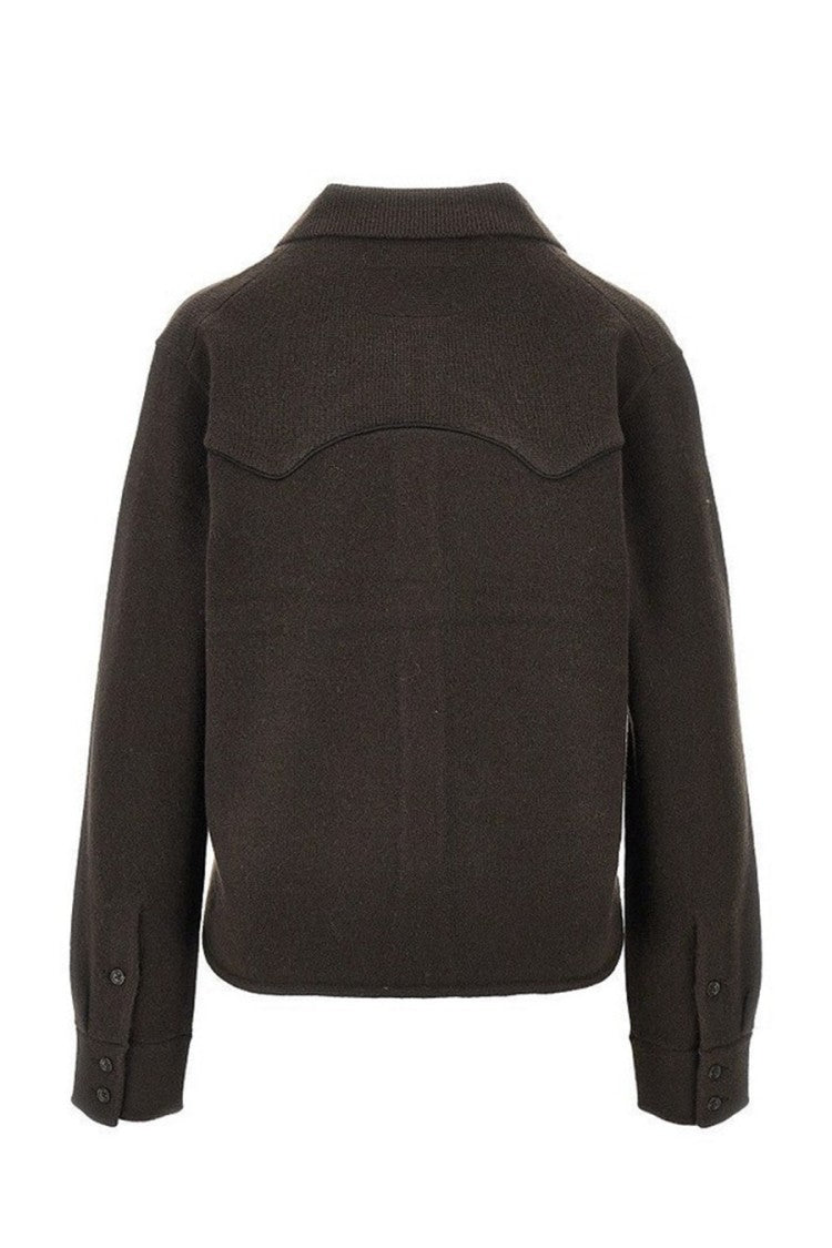Guest In Residence Dark Brown Cropped Western Cashmere Shirt