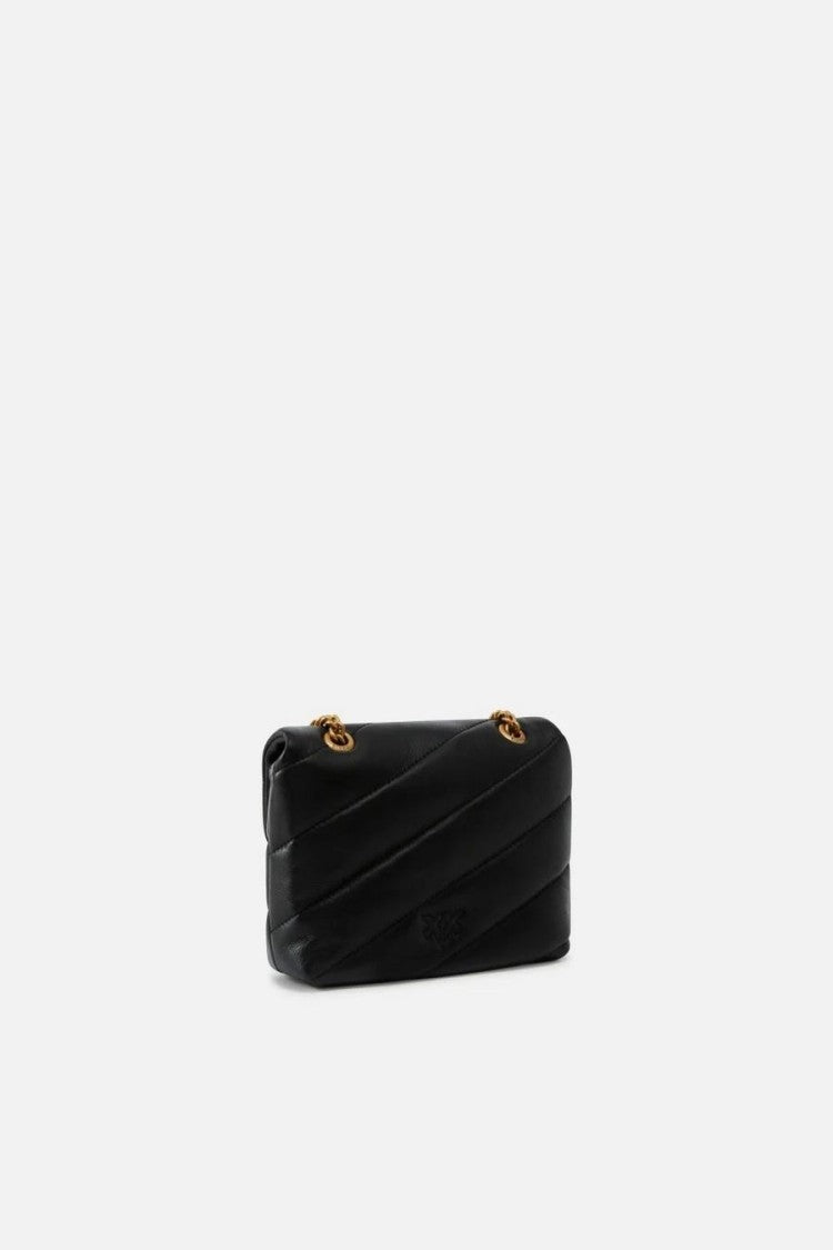 Pinko Quilted Black Leather Shoulder Bag