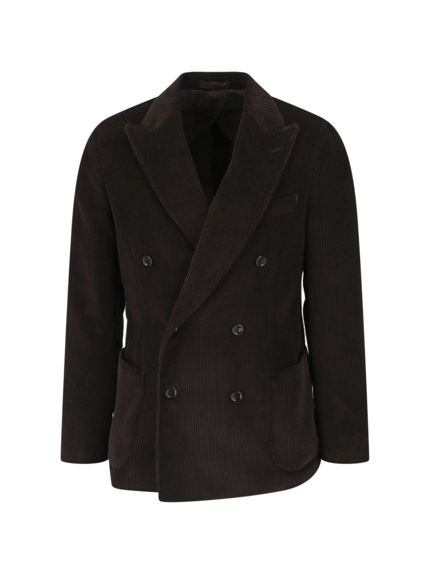Lardini Brown Corduroy Cotton Velvet Blazer