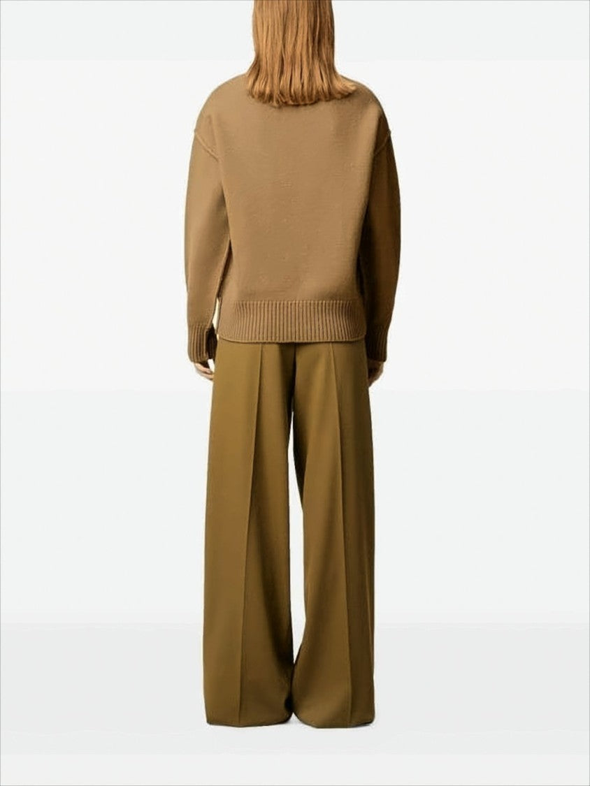 Ami Paris Relaxed Fit Wool Sweater With Heart Emblem