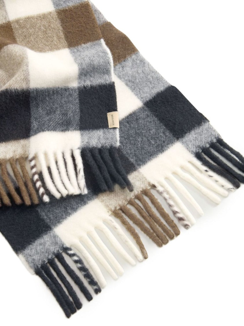 Woolrich Checkered Wool Scarf