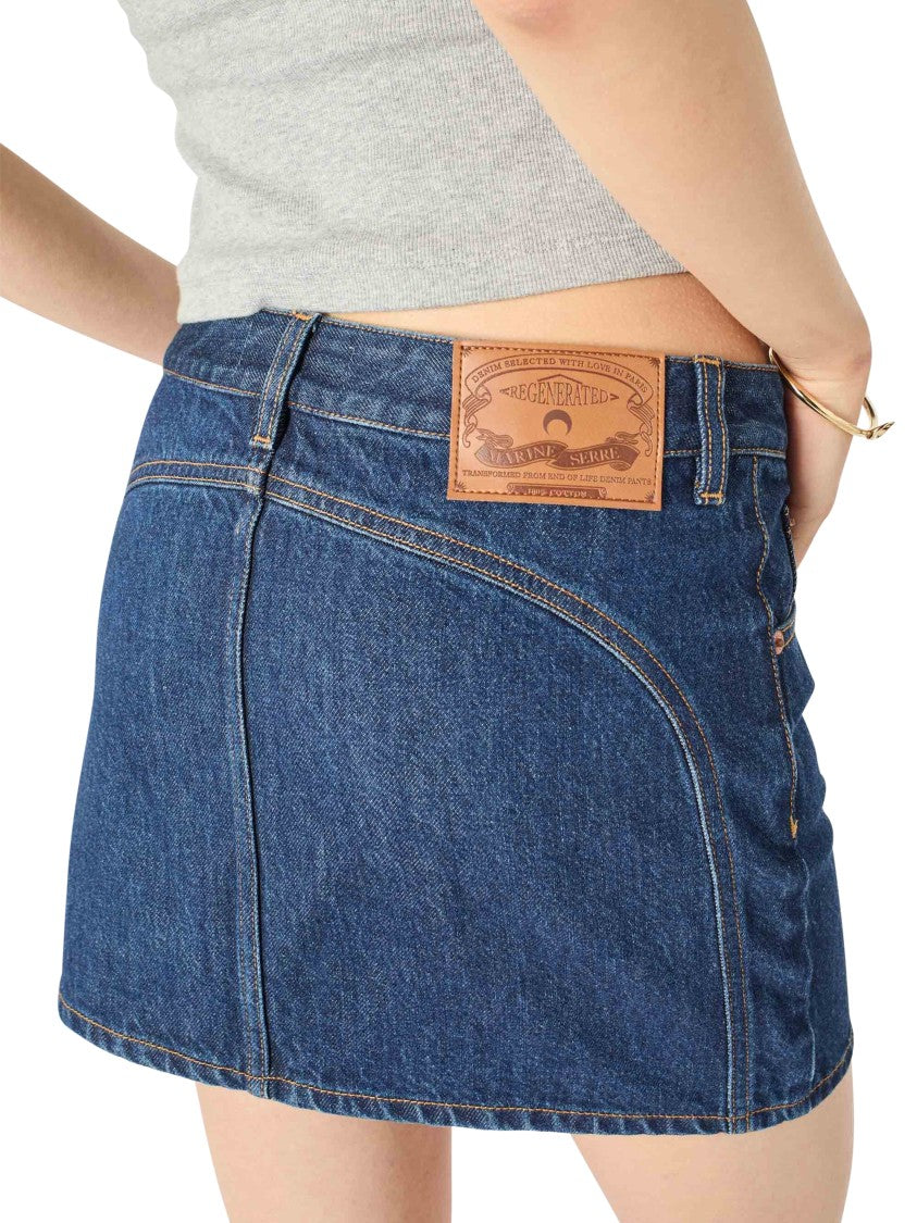 Marine Serre Midnight Blue Denim Mini Skirt