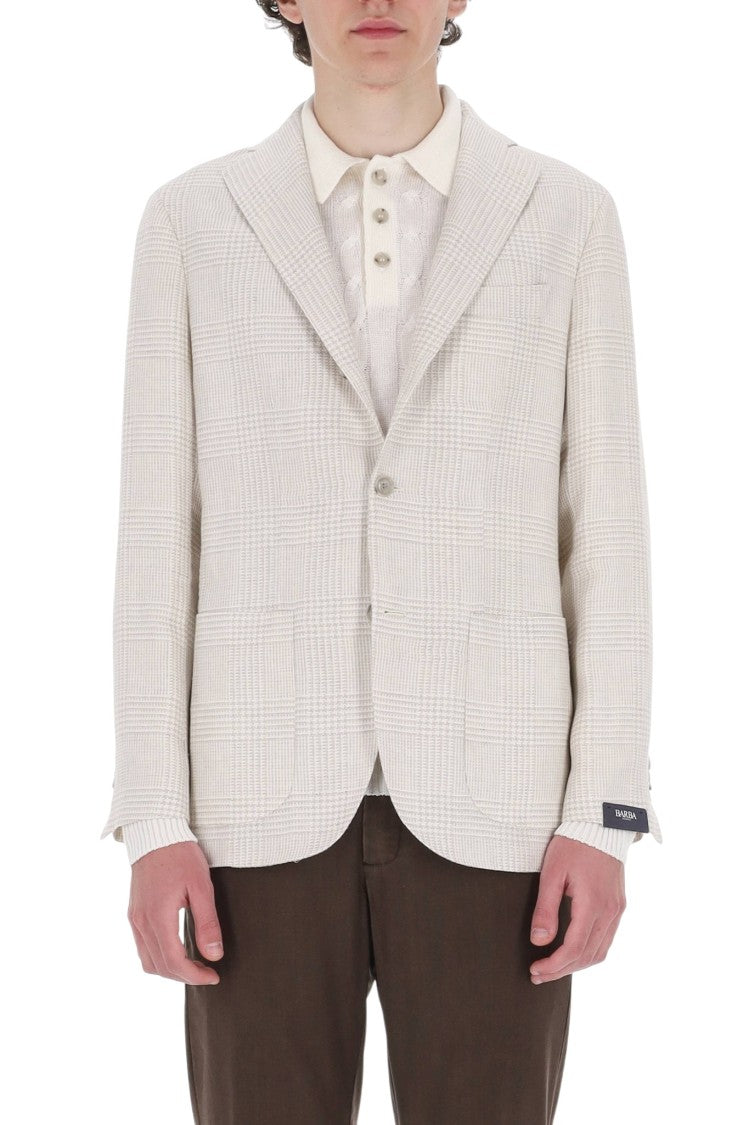 Barba Prince Of Wales Linen-Cotton-Silk Blazer