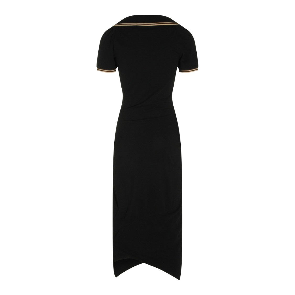 Vivienne Westwood Asymmetric Draped Black Cotton Midi Dress With Contrasting Collar