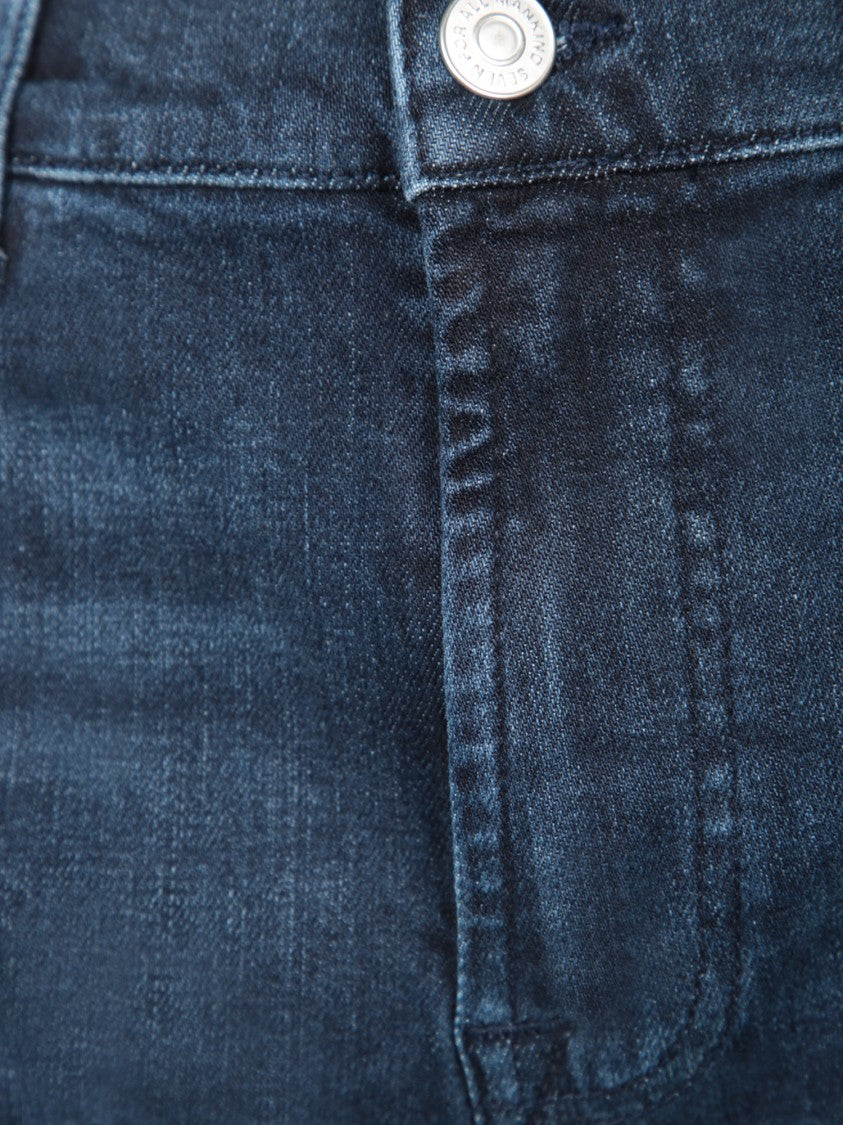 7 For All Mankind Medium Blue Straight-Leg Jeans